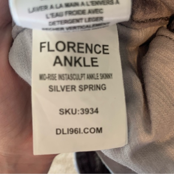 DL1961 Pants Womens 25 Silver Spring Velvet Florence Ankle Mid Rise Instasculpt - Picture 10 of 13